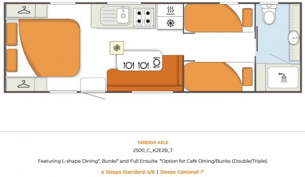 2025 Leader 2500_C_K1E2B_T Gold Le Caravan 25' 4 BUNK image