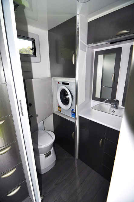 The XCountry Extreme features a boutique-style ensuite with a mirrored vanity to complete the serene retreat