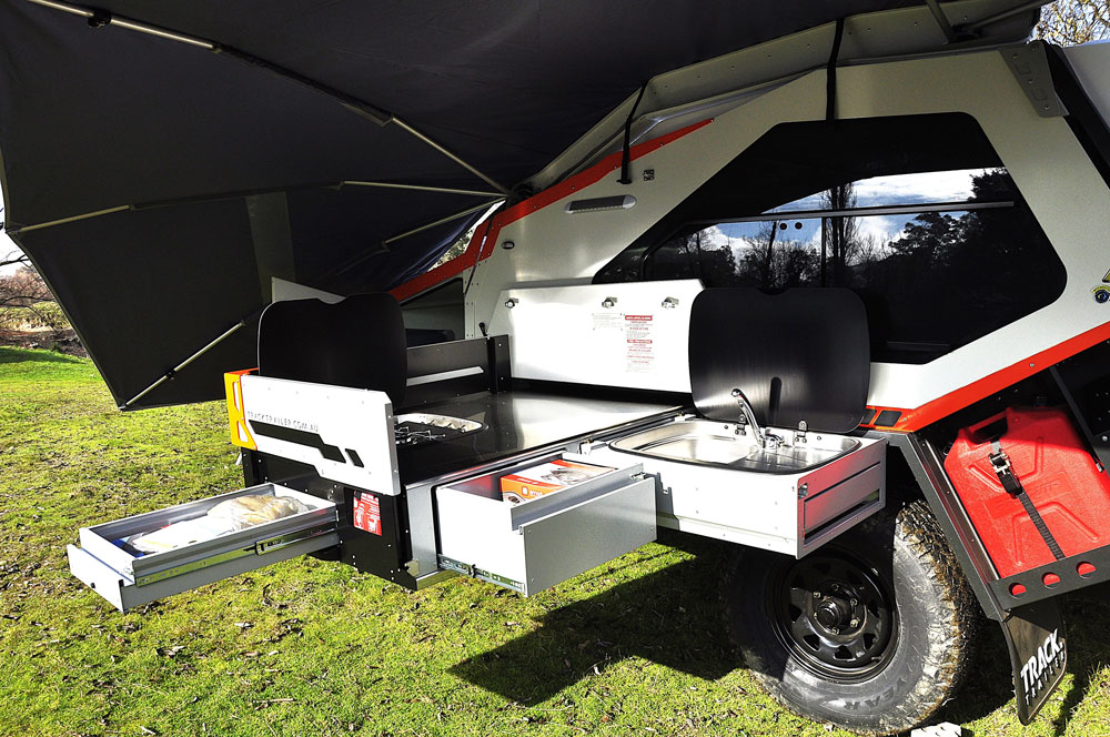 The wonderful premium kitchen with its quick cover awning covering the kitchen area
