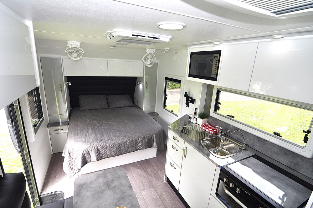 The queen-size bed looks inviting.