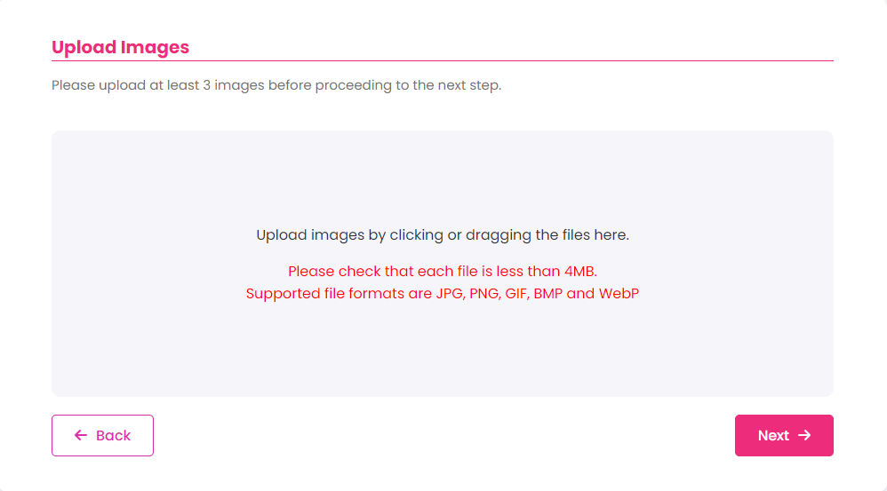 Step 2 upload images